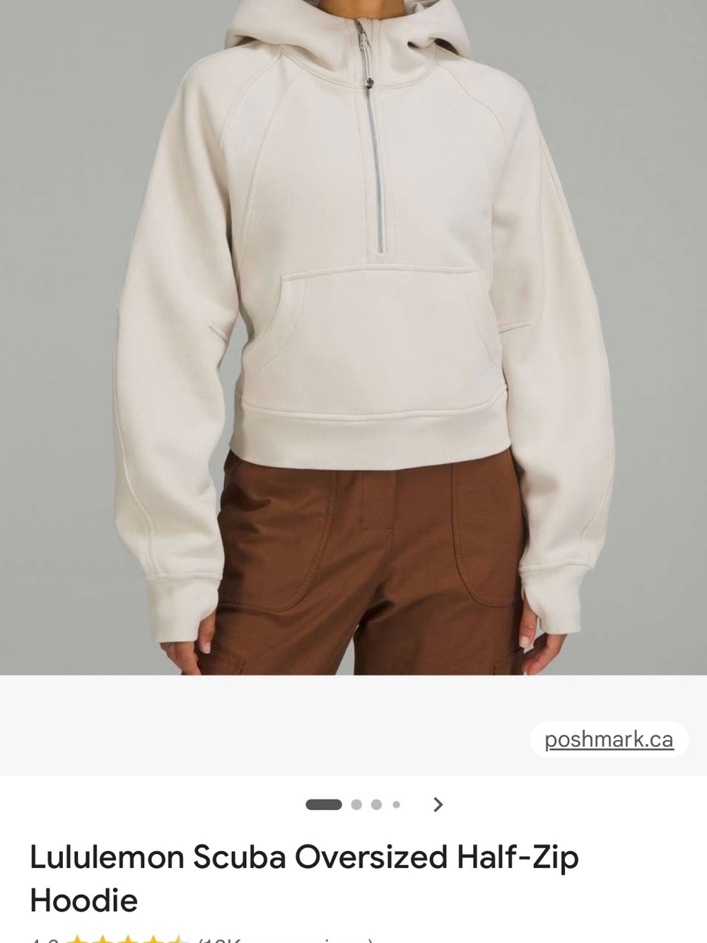 lululemon athletica Ivory Scuba Oversized Half-Zip Hoodie